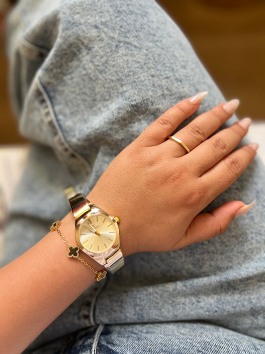 Montre Élégance Bicolore – Cadran Champagne